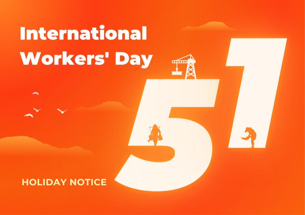 Aviso de férias | Escritório fechado para o Dia Internacional dos Trabalhadores