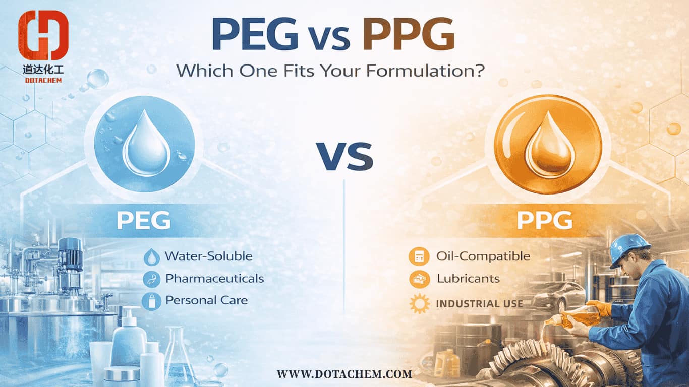 Polietilenoglicol (PEG) vs Polipropilenoglicol (PPG): Qual é o ideal para sua formulação?